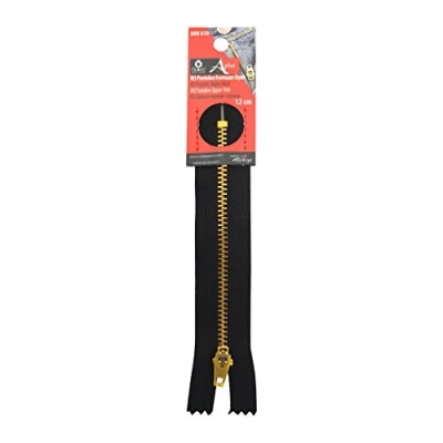 Image of Ozelaplus 12cm Black Zip with Metal Teeth and Auto Lock