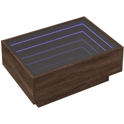 Image of vidaXL Coffee Table with LED Brown Oak 70x50x30 cm Engineered Wood