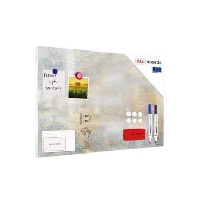 Image of ALLboards Magnetic METALboards, Concrete and Gold 60x40 cm + a Set of Accessories Included