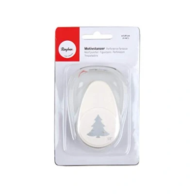 Image of RAYHER HOBBY Paper Craft Punch with Fir Tree Design, Lever for Card Making and Scrapbooking, 3.81cm, 1.5&quot;, 69010000