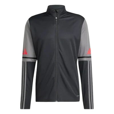 Image of adidas Men&#039;s SQUADRA25 TRAINING JACKET, black/team grey four/pure ruby, XS