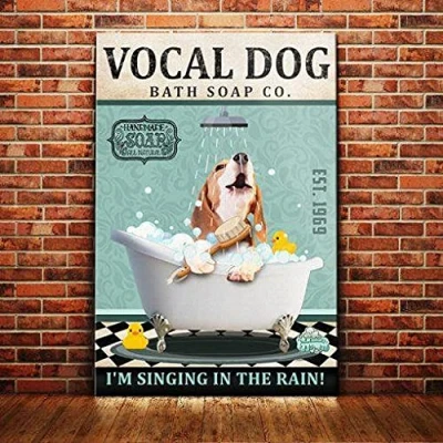 Image of Inga Beagle Vocal Dog Bath Soap Co Metal Tin Sign Poster 8x12 inches