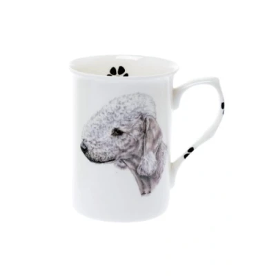 Image of (BB6) Set of 2 Bone China BEAKERS/Mugs Bedlington Terrier Dog Presentation Gift Boxed Lovely Kirsty Jayne