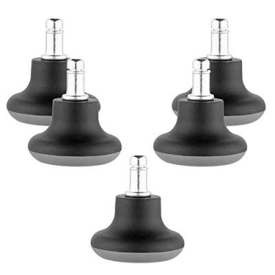 Image of kwmobile Replacement Office Chair Gliders (Set of 5) 11mm (7/16&quot;) Stem Bell Glide Glider Feet Replacements for Castor Wheels Silver Black
