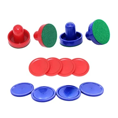 Image of 4 Pcs Air Hockey Pushers with 8 Pucks Paddles Goal Handles Replacement Accessories for Game Tables Red Blue