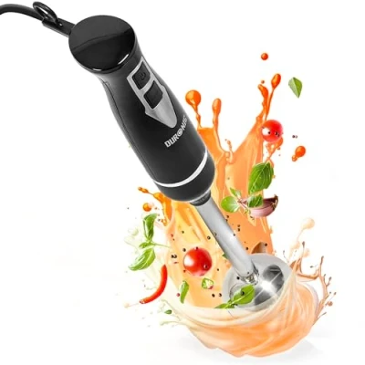 Image of Duronic Electric Hand Blenders HB35B Handheld Stainless Steel Immersion Stick Shaft Blender Lightweight Ergonomic Design with Versatile Blending Dual Blades for making Smoothies Soups Baby Food 350W