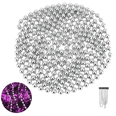Image of Christmas Tree Beads Silver Luxury Beads, 2.7M Decoration Bead Garland for Wedding Party Hanging Ornaments