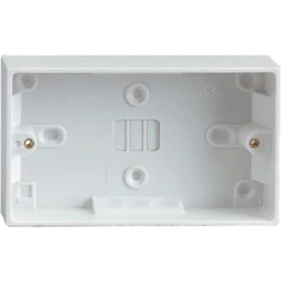 Image of Double Twin 25mm White Wall Pattress Back Box 13 Amp,2 Gang Electric Socket