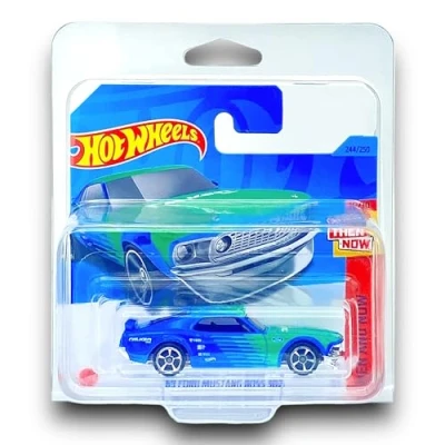 Image of Hot Wheels &#039;69 Ford Mustang Boss 302 (Blue &amp; Green (Falken Tyres)) 10/10 Then and Now 2023 244/250 (Short Card) COMES IN A KLAS CAR KEEPER SHORT CARD PROTECTOR CASE HKJ48
