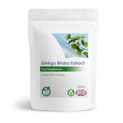 Image of Ginkgo Biloba 6000mg Tablets Brain, Blood, Memory and Cognitive Function Support Vegan (Pack of 180)