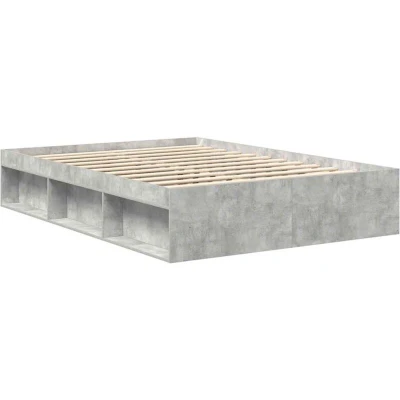 Image of vidaXL Bed Frame without Mattress Concrete Grey 150x200 cm King Size