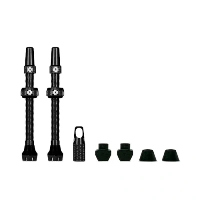 Image of Muc Off Tubeless Valves, Black 44mm Dust Caps for Bikes with Valve Core Removal Tool Presta MTB/Road/Gravel
