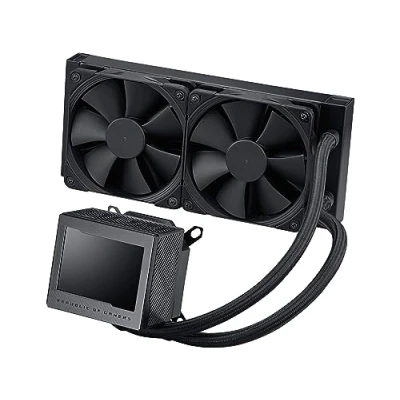 Image of ASUS ROG Ryujin III 240 all in one liquid CPU cooler with 3.5&quot; LCD, Asetek 8th gen pump, pump embedded fan and Noctua 2000 PWM 120mm radiator fans.