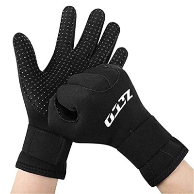 Image of ZCCO 5mm Neoprene Diving Gloves,Double Layer Thermal Wetsuit Gloves with Elastic Wrist and Skid Resistance Particles for Swimming,Diving,Surfing,Snorkeling(L, 5MMST)