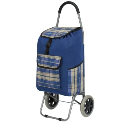 Image of Rocklands® Lightweight Big Wheels Strong Shopping Trolley Cart Durable Grocery Bag ST46 (Blue)