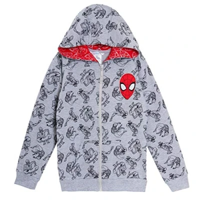 Image of Boys Spiderman Hoodie Spidey Hooded Jacket 4 5 Years Grey