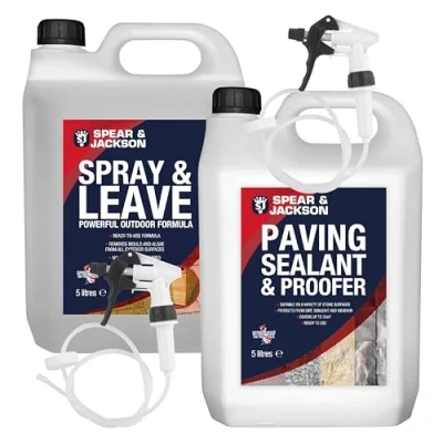Image of Spear and Jackson 5L Spray Leave Ready to Use Paving Sealant Proofer 2 x Long Hose Trigger