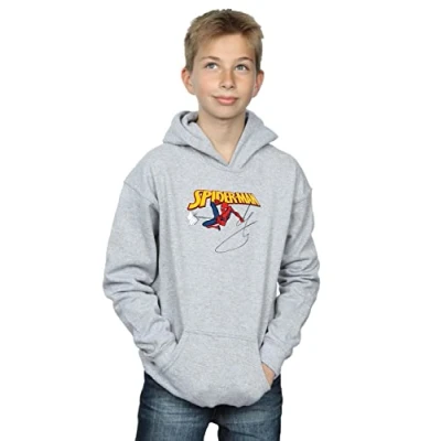 Image of Marvel Boys Spider Man with A Book Hoodie Sport Grey 3 4 Years