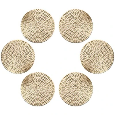 Image of GLOBALDREAM Coasters, 6pcs Hollowed Out Round Cup Coaster Metallic Coffee Coasters Table Decorative Non Slip Drinks PVC Insulation Pads Mats(Gold, 10cm, C01)