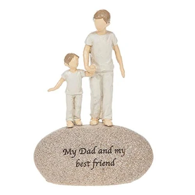 Image of Sentiment Stone Pebble Ornament with Heartfelt wording (My Dad and My Best Friend 4523)