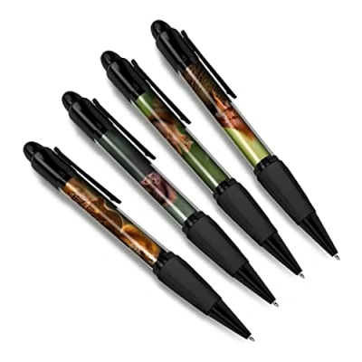 Image of DV DESIGN Set of 4 Red Squirrel Black Ballpoint Pens Animal Nature Wildlife Wild Travel Portrait Boys Girls Men Women Theme Pen #79473