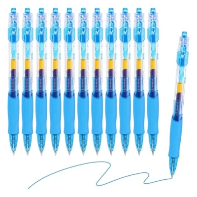 Image of M&amp;G Gel Pen Medium Point 0.5mm, 12 Pack Quick Dry Smooth Retractable Blue Ink Rollerball for Home Office Writing Note Taking Journaling Business, Style 2