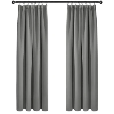 Image of Deconovo Blackout Curtains Super Soft Thermal Insulated Energy Saving Pencil Pleat for Bedroom 52x90 Inch Light Grey 2 Panels