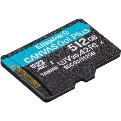Image of Kingston Canvas Go! Plus microSD memory card Class 10, UHS I 512GB microSDXC 170R A2 U3 V30 Single Pack w/o ADP