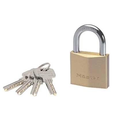 Image of Master Lock 2950EURD Key Padlock with Extra Thick Solid Brass Body, Gold, 8,1 x 5 1,7 cm