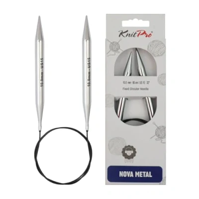 Image of KnitPro KP10398 50 cm x 10 mm Nova Fixed Circular Needles, Silver