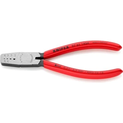 Image of Knipex Crimping Pliers for wire ferrules plastic coated 145 mm (self service card/blister) 97 61 A SB