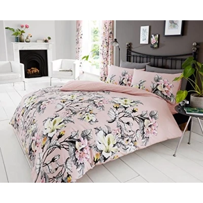 Image of GC GAVENO CAVAILIA Floral Duvet Cover Double, Warm &amp; Cosy Reversible Printed Bedding Set, Comfy Bed Covers, Pink