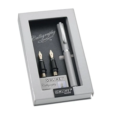 Image of Set Best Writer calligraphy pen Vision Classic Silver, nib 1,4mm, 0,8mm, 1,8mm in Magnet Box