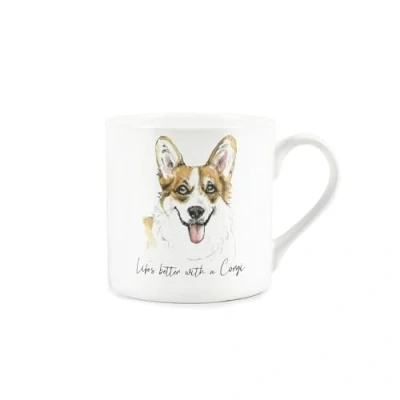 Image of Purely Home Corgi Mug Lifes Better with a Bone China White Tea/Coffee Gift for Dog Lovers