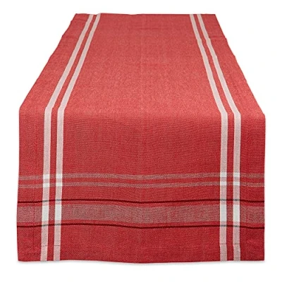 Image of DII French Stripe Dining Table Collection Farmhouse Style Runner, 14x108 Inches, Red Chambray