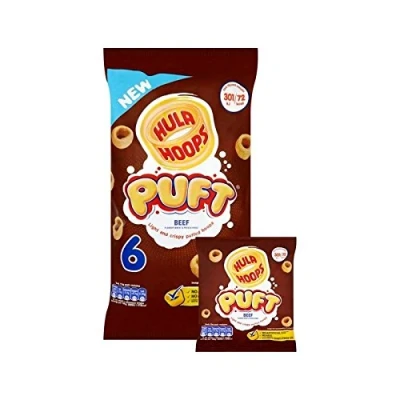 Image of Hula Hoops Puft Beef 15g x 6 per pack (Pack of 2)