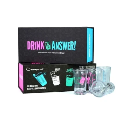 Image of Bubblegum Stuff Drink Is The Answer Trivia Game Drinking Party Pour Answers Score Points Shots Suitable For Adults Only