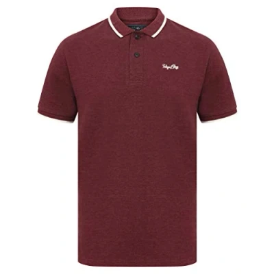 Image of Tokyo Laundry Men&#039;s Cafe Racer Cotton Rich Pique Polo Shirt Bordeaux Marl S