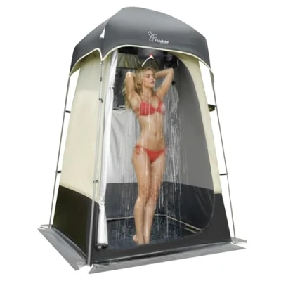 Image of Outdoor Shower Tent Changing Room Privacy Portable Camping Shelters (Gray)