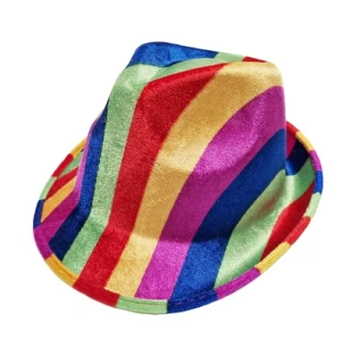 Image of Halloween Gay Pride Rainbow Festival Adults Party Cowboy Trilby Hat Fancy Dress Costume Accessory