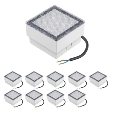 Image of ledscom.de 10 LED Paving Stone Ground recessed Light CUS for Outdoors, IP67, Angular, x 10cm, Warm White