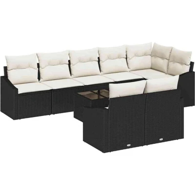 Image of vidaXL 8 Piece Garden Sofa Set with Cushions Brown Poly Rattan