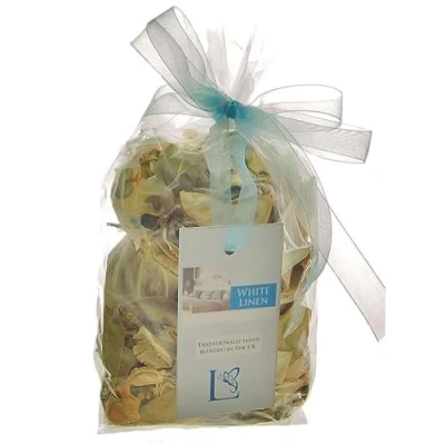 Image of White Linen Scented Pot Pourri Home Fragrance Ribbon Gift Bag