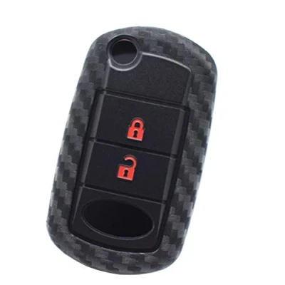 Image of XUKEY Silicone Carbon Fiber Style Car Keyless Remote Shell Case Fob Cover Holder For Discovery LR3 Range Rover Vouge Sport 2006 2007 2008 2009 3 Button Accessories