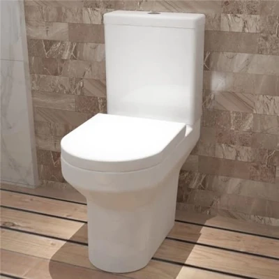 Image of Huibathroom Rimless Round Soft Close Seat White Coupled Toilet WC Pan Cistern