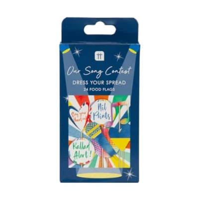 Image of Talking Tables Eurovision Song Contest Food Flags 2023 Themed Decoration Toppers Perfect for Buffets, Canopies And Platters 24 Pack