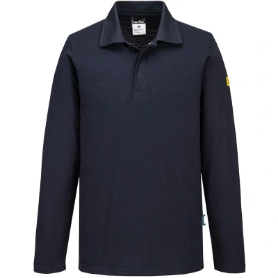 Image of Portwest Anti Static ESD Polo L/S Dark Navy Small