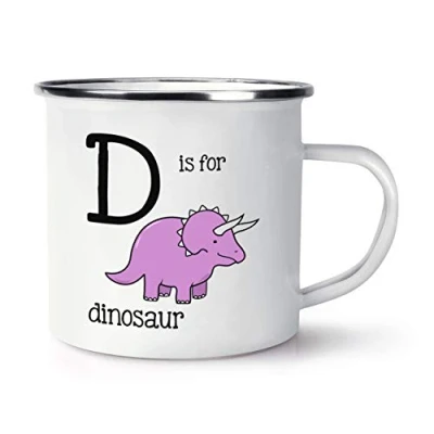 Image of Letter D is for Dinosaur Retro Enamel Mug Cup