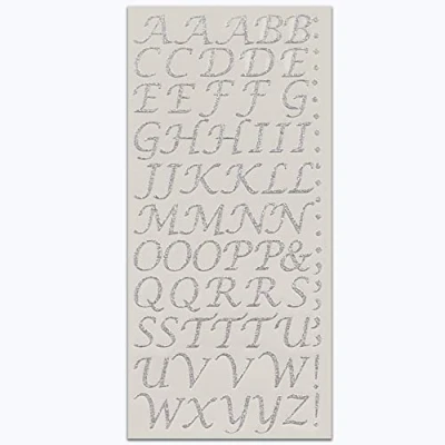 Image of 15mm Glitter / Diamante Letter Stickers Self Adhesive Alphabet A Z Arts Crafts Card Making (Silver Script)