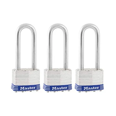 Image of Master Lock Padlock, Laminated Steel Lock, 1 3/4 in. Wide, 1TRILJ (Pack of 3 Keyed Alike), Silver